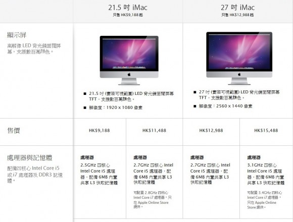 iMac Refresh 登場! 更新Sandy Bridge CPU