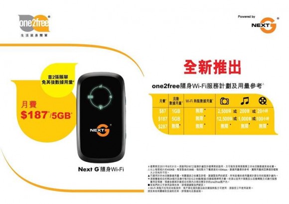 隨身寬頻最低成本 $87