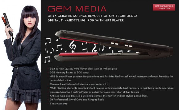 創意無限! 搭載MP3功能的平板燙髮機.