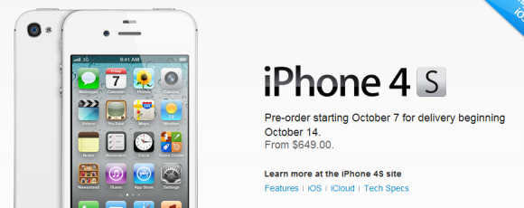 iPhone 4S 香港淨機價料相同