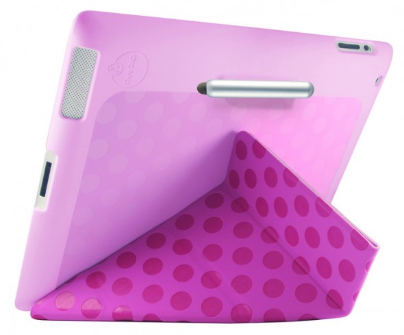 New iPad 多角度Y型壓花皮套連觸控筆