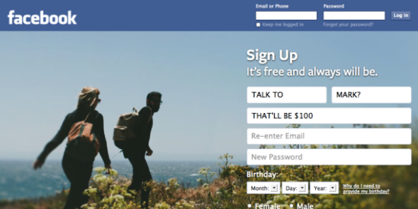 只需 US$100．可發 fb 訊息給 fb CEO