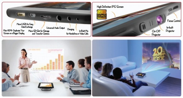 全球首部內置投射器 Android 平板