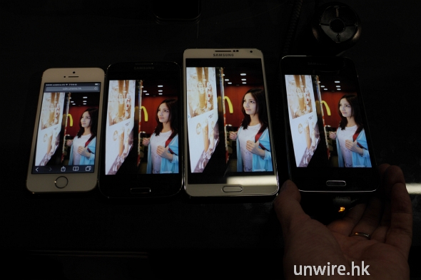 GS4 vs GS5 vs Note 3 vs iPhone 5s！螢幕顯示大鬥法