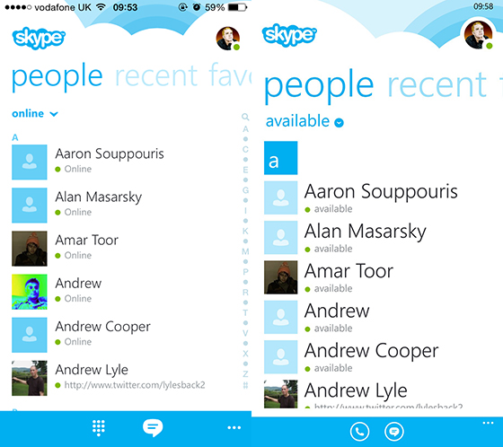Skype 5.0 更新為 iOS 帶來 Windows Phone 風格介面