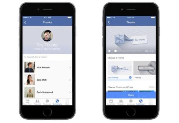 Facebook 推出「我要說感謝」服務 製成一分鐘短片向好友致意