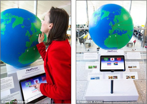 未出發先興奮  英國機場設置香薰地球儀