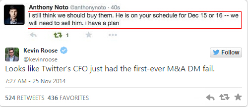 Twitter CFO 中伏  差點泄露重要收購資訊