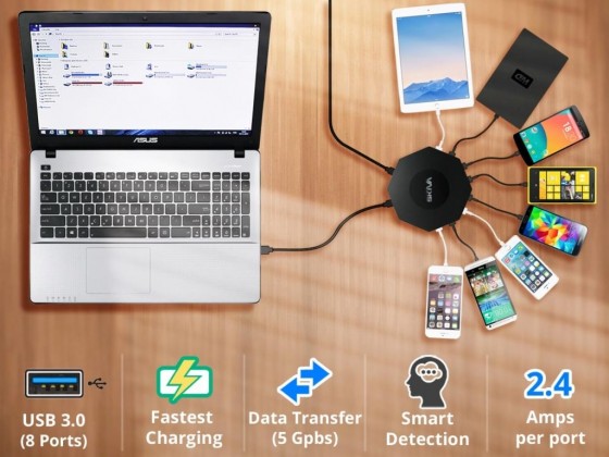 能夠同時為 8 個裝置充電的 OctoFire