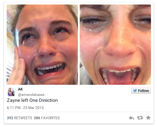 全球少女網上 Po 喊包照   只因 One Direction 成員離隊