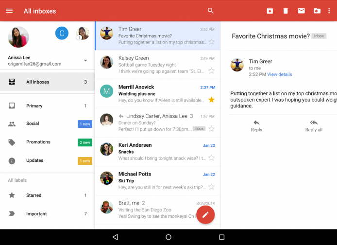一次睇盡多帳號郵件，Android Gmail App 即將更新
