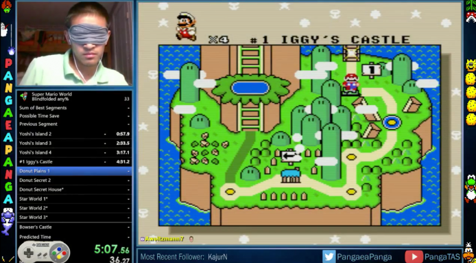 矇眼玩 Mario，23 分鐘打爆機