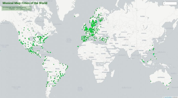 Spotify’s Music Map ： 聽聽世界各地用户鍾意聽乜音樂！