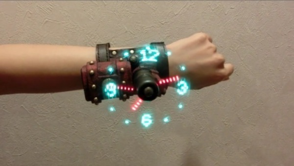 復古科幻味道兼備！「空間顯示手錶」用螺旋槳浮空顯示時間