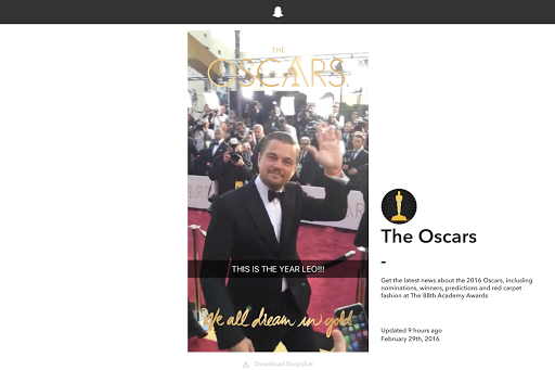 網頁版的前奏？Snapchat 首次帶來網上奧斯卡直播