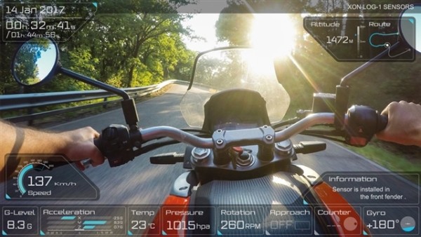 畫面似賽車Game！XON REC-1 運動相機可實時將各種數據顯示在畫面上