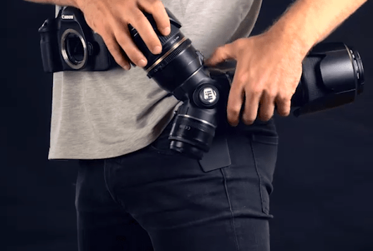 用接環緊扣鏡頭在腰間 隨街換鏡又Smart又安全