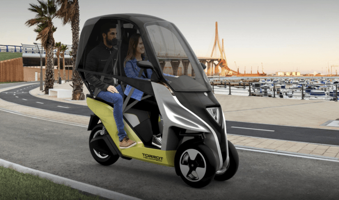 零排放電動三輪電單車　雙座位碳纖車篷