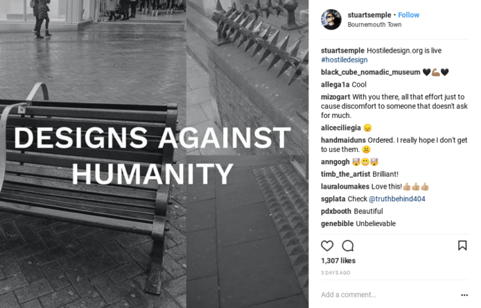 藝術家借 IG 發聲  控訴不人道公共空間設計