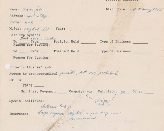 成交價超過 137 萬  Steve Jobs 首封求職信拍賣