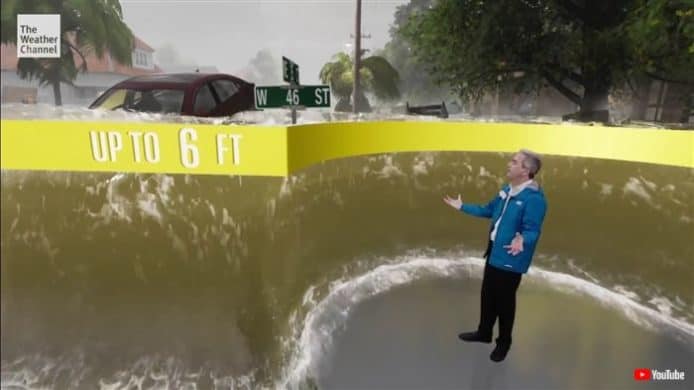 【有片睇】感受水浸眼眉　外國天氣報告 CG 展示水浸幅度夠真實