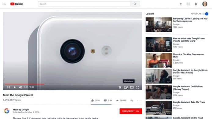 YouTube 網站版 Miniplayer 更新   提供播放中搜尋功能