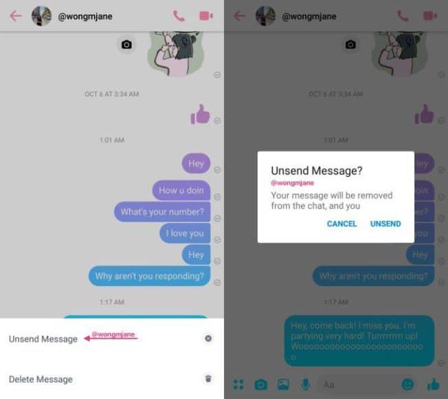 Facebook Messenger 測試訊息回收功能