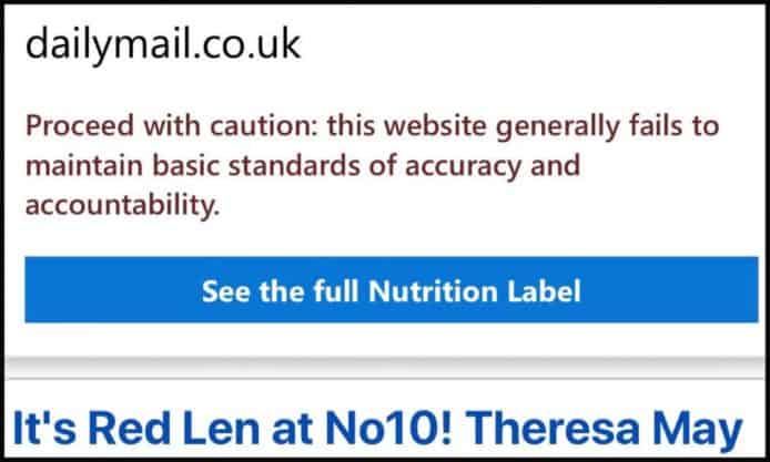 Microsoft Edge 內置 NewsGuard 提示用戶正瀏覽假新聞網站