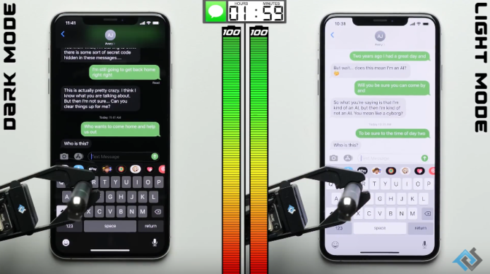 外媒實測 iOS 13 黑暗模式可為 iPhone 節省幾多電   用機械人模仿用戶操作