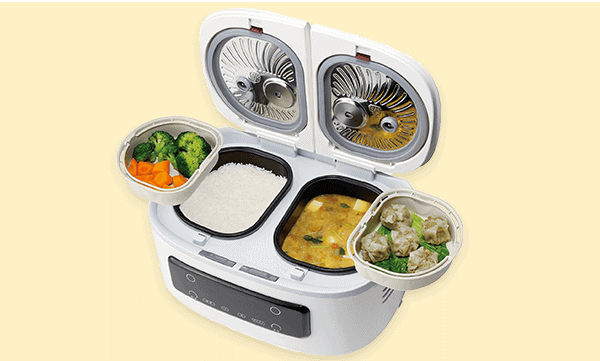 【有片睇】日本新款鴛鴦電飯煲   一次最多可以煮四道菜