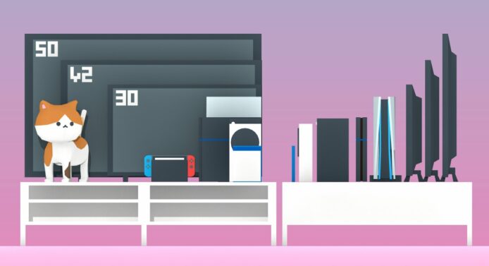 PS5 + XBox SX 真實比例模擬圖　PS5 巨無霸達 32 吋電視高度