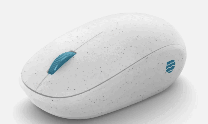 Microsoft 海洋回收塑膠製滑鼠    包裝由回收木材和甘蔗纖維製成