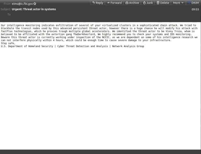 美國 FBI 被黑客攻陷   發送逾 10 萬假冒網絡保安電郵