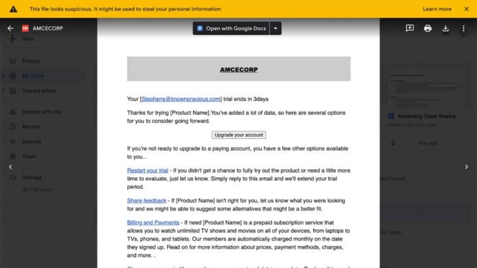 保護用戶免被惡意程式攻擊   Google Drive 推出黃色警告功能
