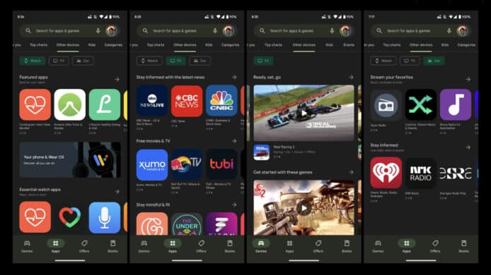 Google Play Store 新介面設計   將非手機程式歸類一頁