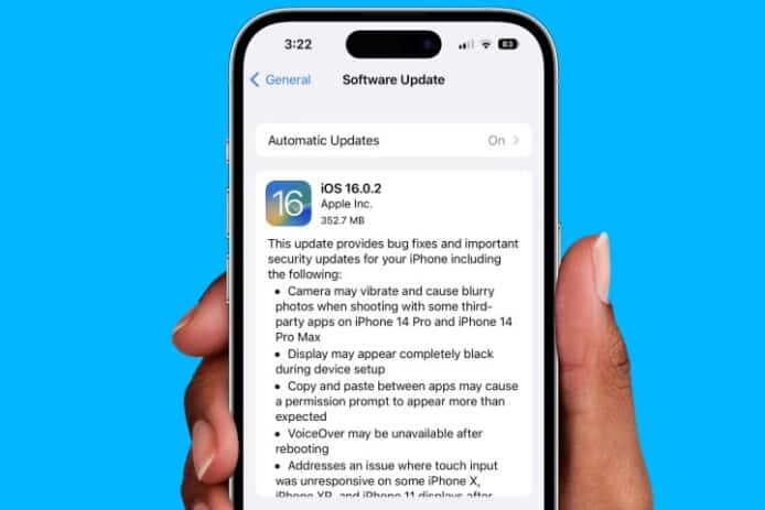 iOS 16.0.2 即日提供   iPhone 14 必裝 + 改善相機震動、黑畫面問題