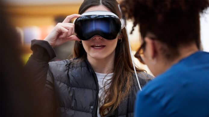 A woman trying Apple Vision Pro