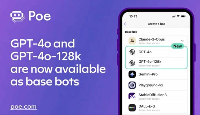 POE 新增 GPT-4o 及 Gemini 1.5 Pro   香港免 VPN  + 有限度免費用