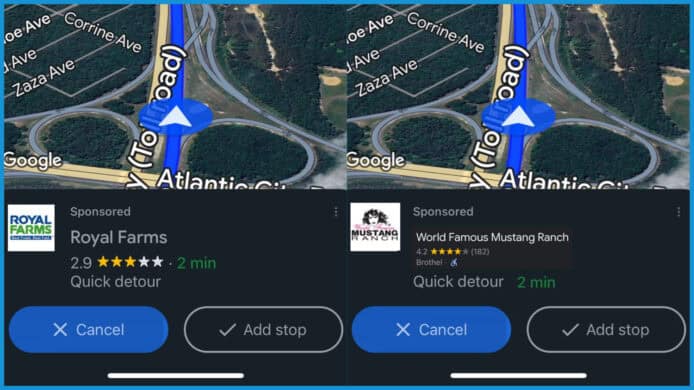 Google Maps 導航彈出廣告
