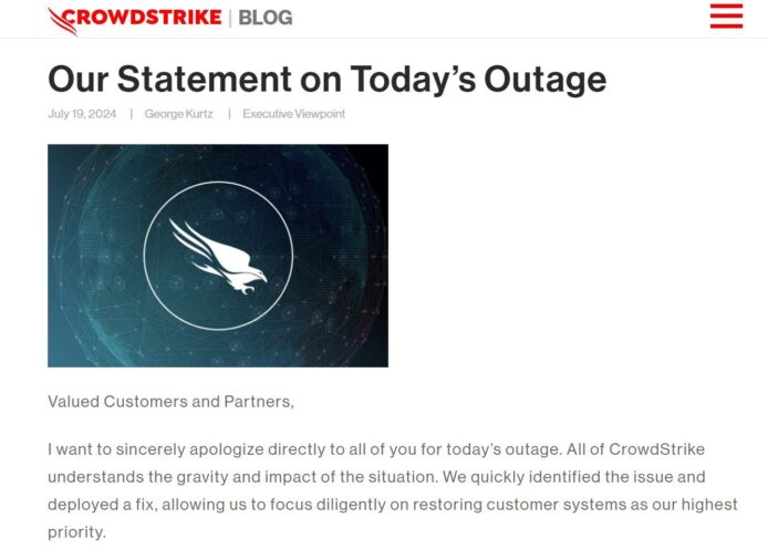 CrowdStrike 為全球大規模電腦故障致歉  強調未來不會再發生同類事件