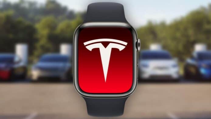 Apple Watch with Tesla logo