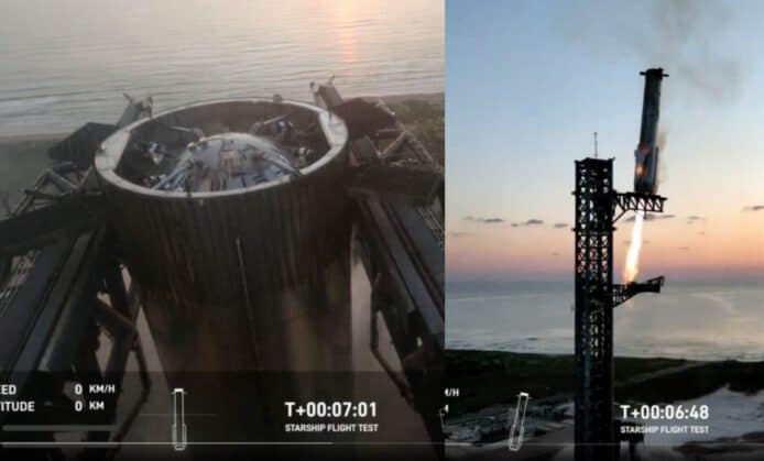 SpaceX「筷子」機械臂回收火箭   睇片極似磁吸一樣夾住