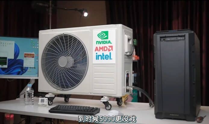 RTX 4090 家庭冷氣分體機水冷   玩家改裝終極散熱 PC