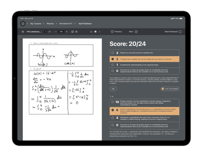 AI 助教幫手批改學生作業   清楚指出答錯原因，更可提供教學建議