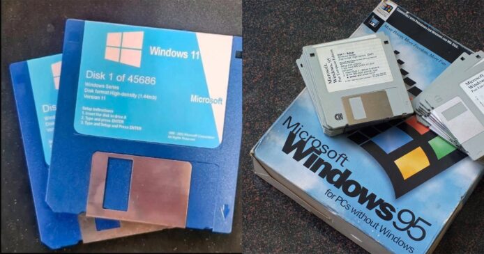 外國惡搞圖指裝 Win 11 要 45686 張磁碟   網民回憶當年 39 張磁碟安裝 Windows 95 日子