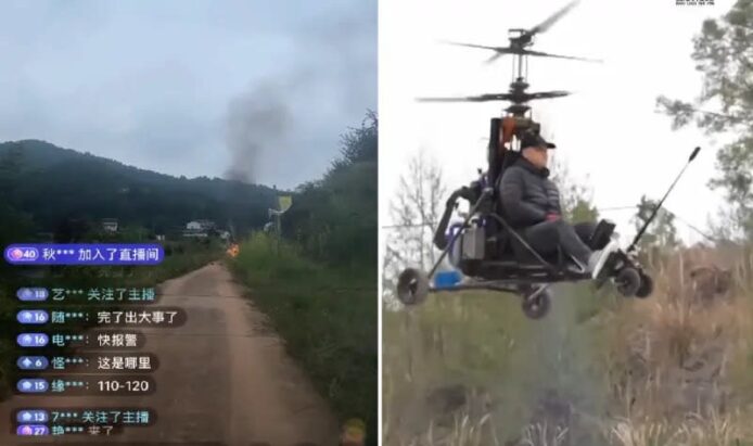 中國網紅自製直升機  公開直播卻墜毀殞命  曾聲稱超輕飛機無需執照