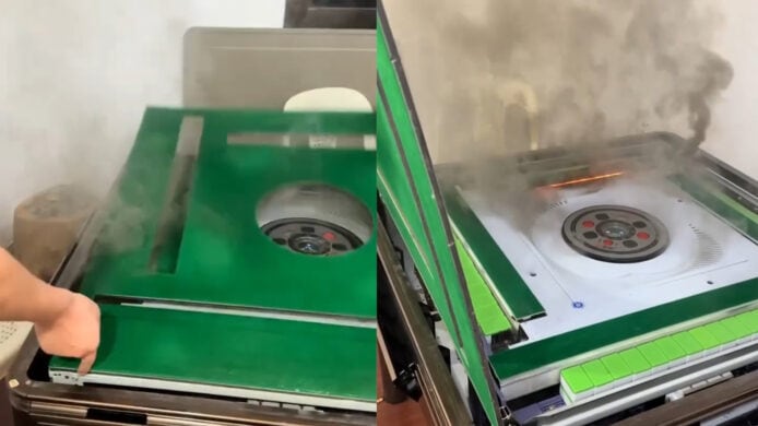 打風在家打麻雀打到着火　電動麻將枱突然冒煙起火　專家建議 12 小時須停機休息