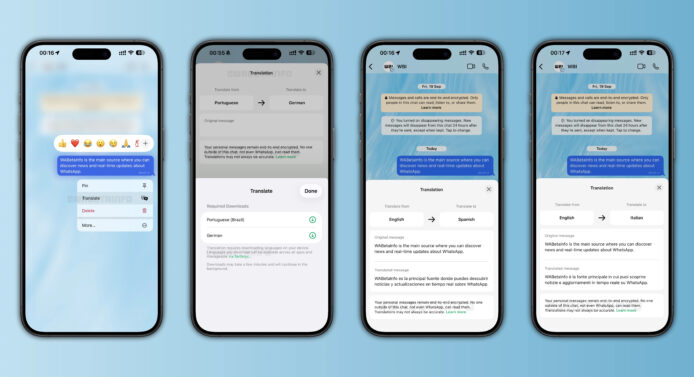WhatsApp iOS 版加入訊息翻譯功能　支援 19 種語言裝置本機處理