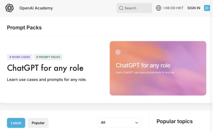 不用花錢學AI！OpenAI免費學堂「Prompt Packs」涵蓋14 大職能 讓你馬上變身AI高手