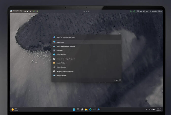 Windows 11 測試頂部選單　類似 macOS 和 Linux 設計